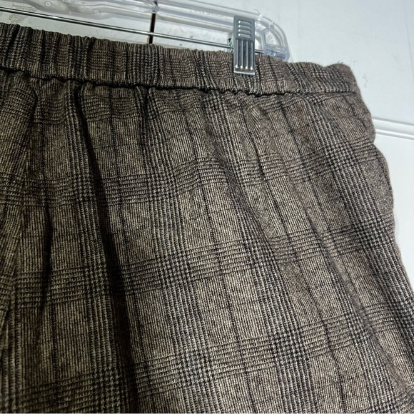 Babaton Aritzia Cohen Pants Pleated Glen Plaid CASHMERE Check Tan Size 16 Career - Picture 8 of 11